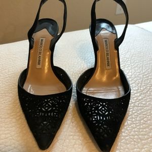 Manolo Blahnik black suede heels